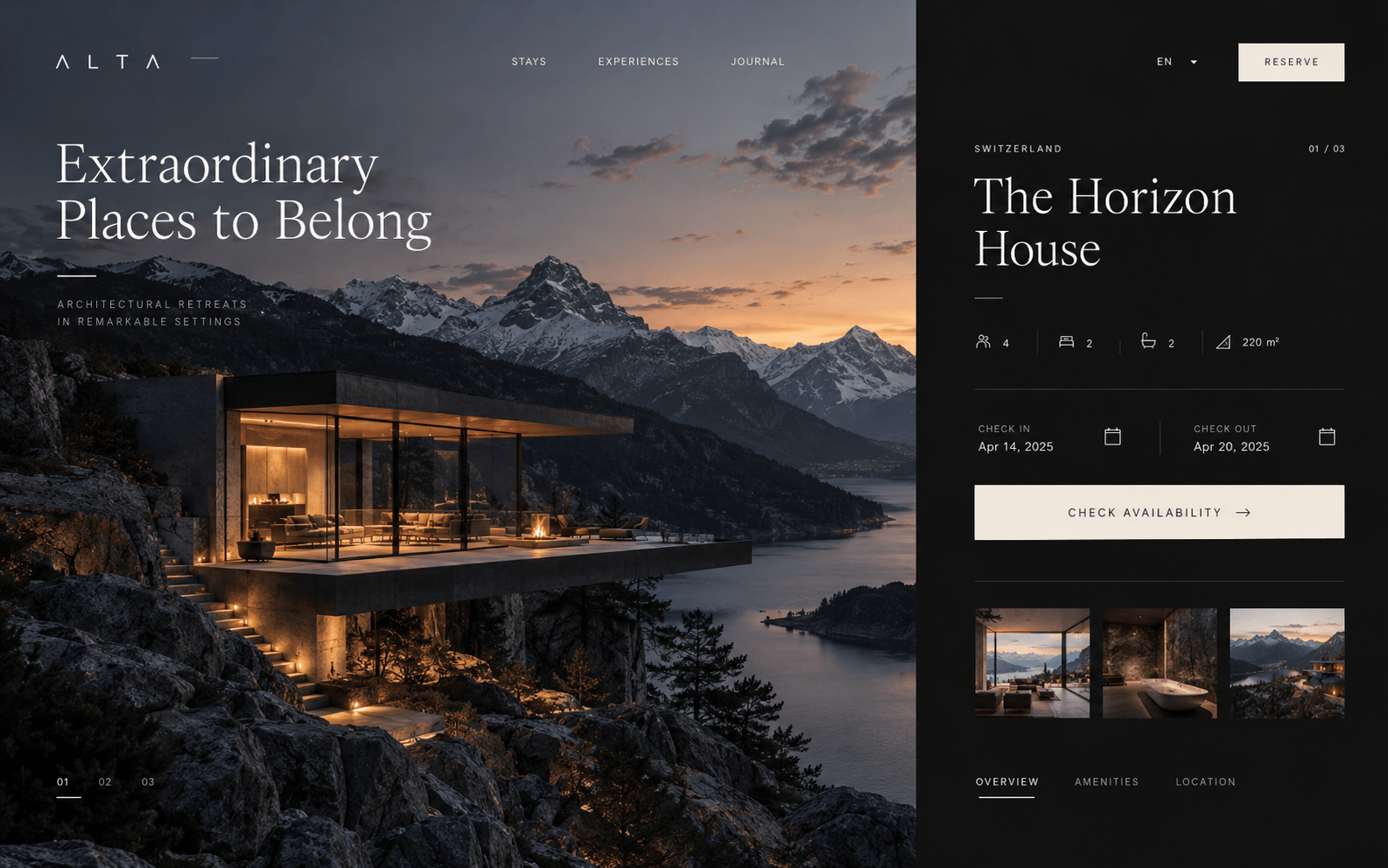 Hospitality booking interface concept